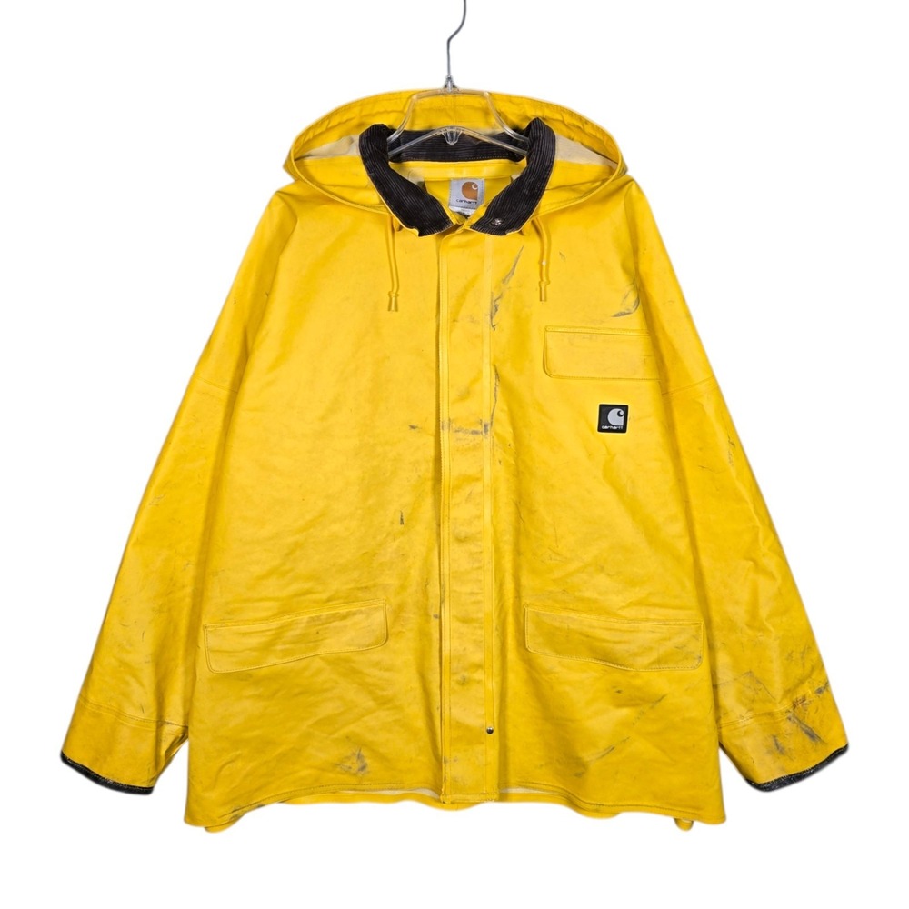 Carhartt PVC Surrey Jacket Mens XXL Yellow Fishing Rain Coat Waterproof Work